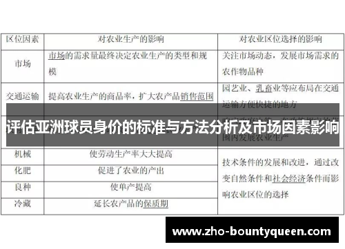 评估亚洲球员身价的标准与方法分析及市场因素影响
